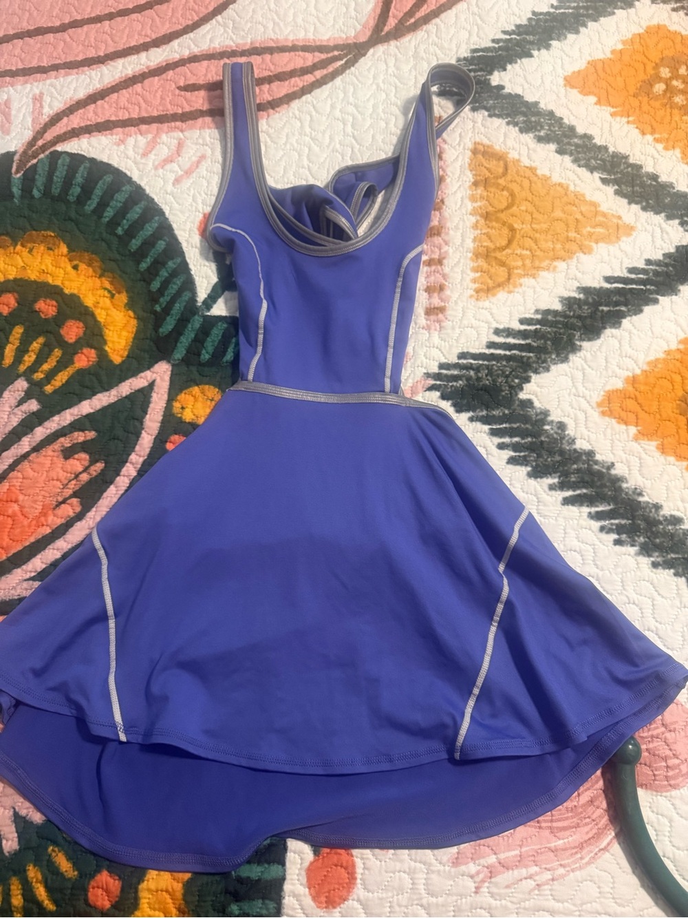 FP Movement  Purple High-Low Fit-and-Flare Athletic Dress with Silver Piping